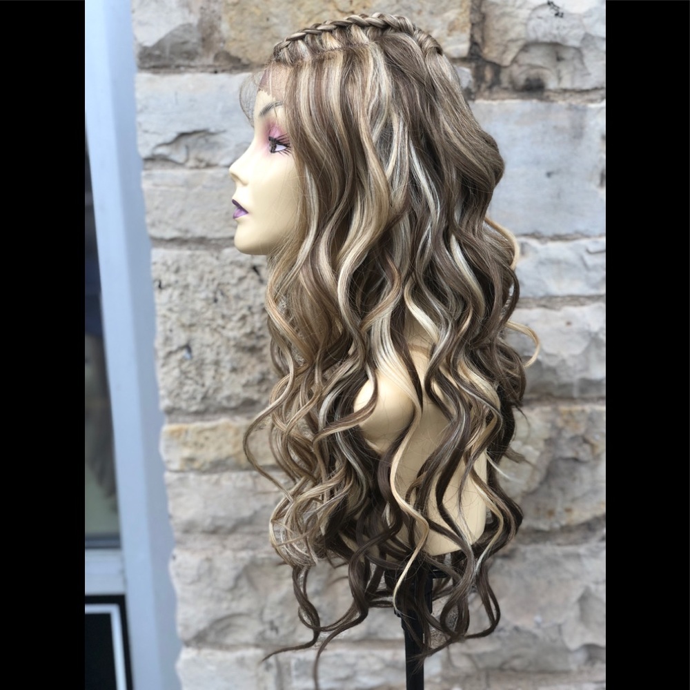 One available Blonde mix Double Braiding Lacefront Wig baby hair - Picture 2 of 9